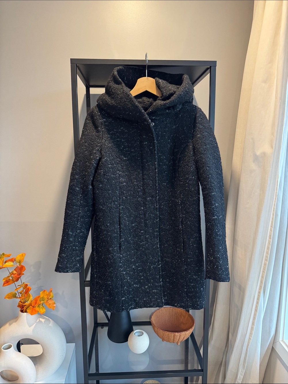606.🌸Women's Hooded Wool Blend Coat - Black